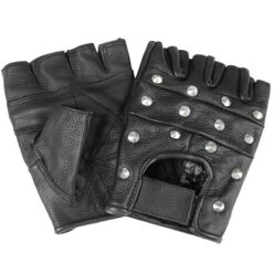 Mil-Tec Biker Fingerlinge, Lederhandschuhe Mit Nieten