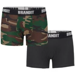 Brandit Boxershorts 2er Pack Woodland Und Schwarz
