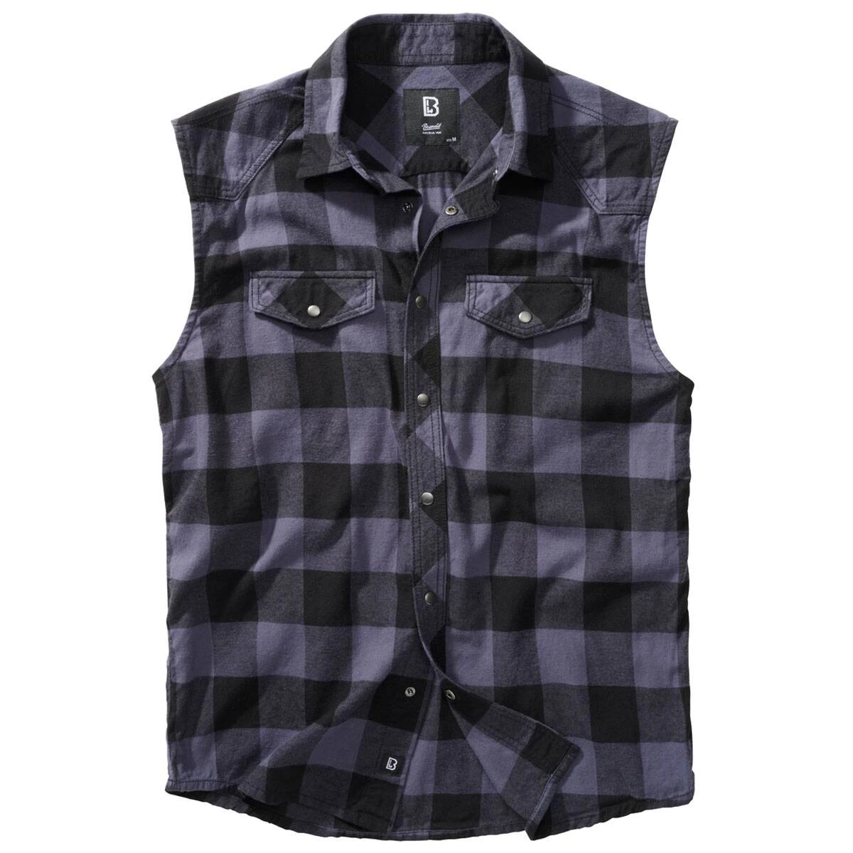 Brandit Checkshirt ärmellos Schwarz-grau 3 Brandit Checkshirt ärmellos Schwarz-grau