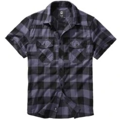 Brandit Checkshirt Kurzarm Schwarz-grau