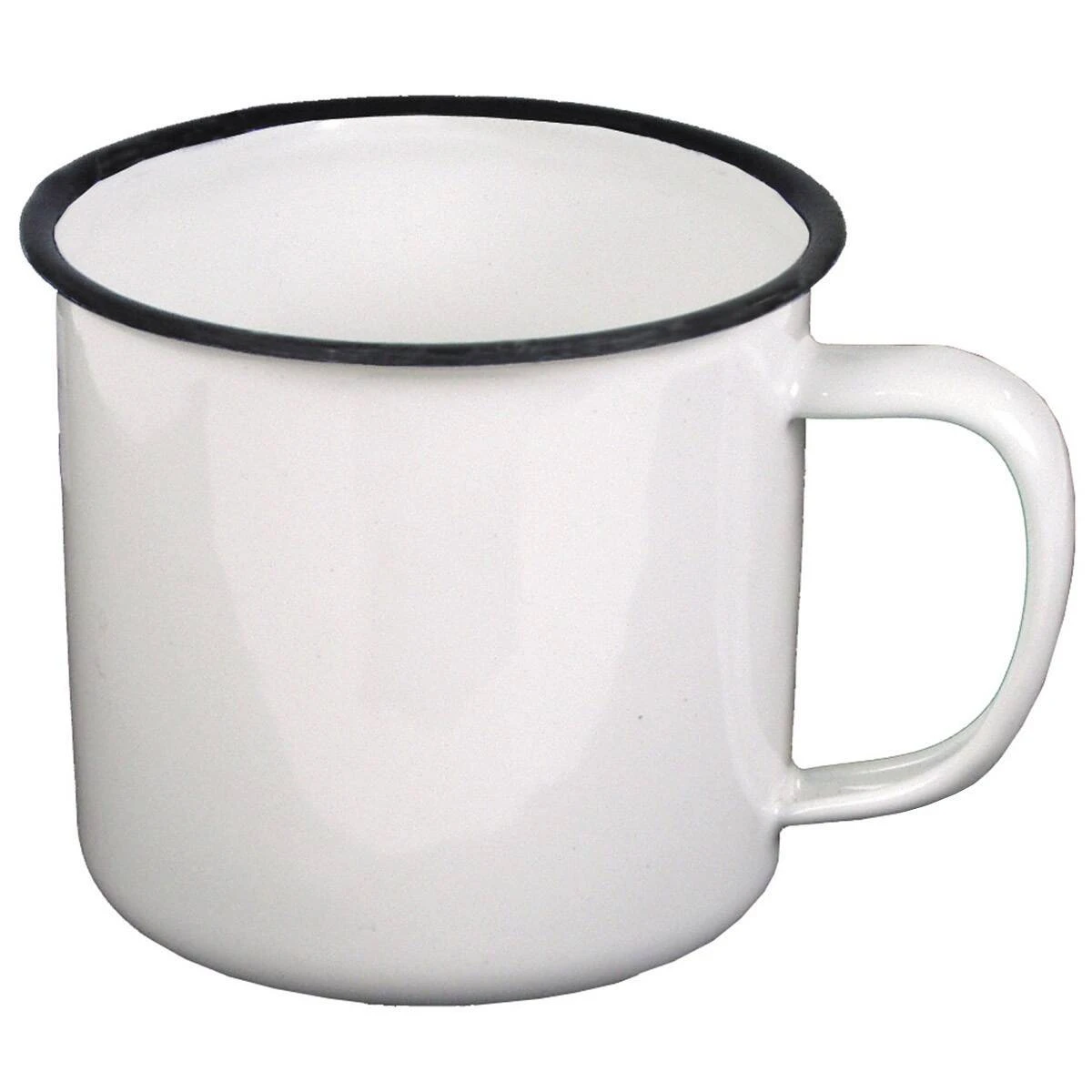 Emaille-Tasse Weiß-schwarz 350 Ml 3 Emaille-Tasse Weiß-schwarz 350 Ml