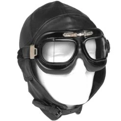 Mil-Tec Flieger Lederhaube Schwarz