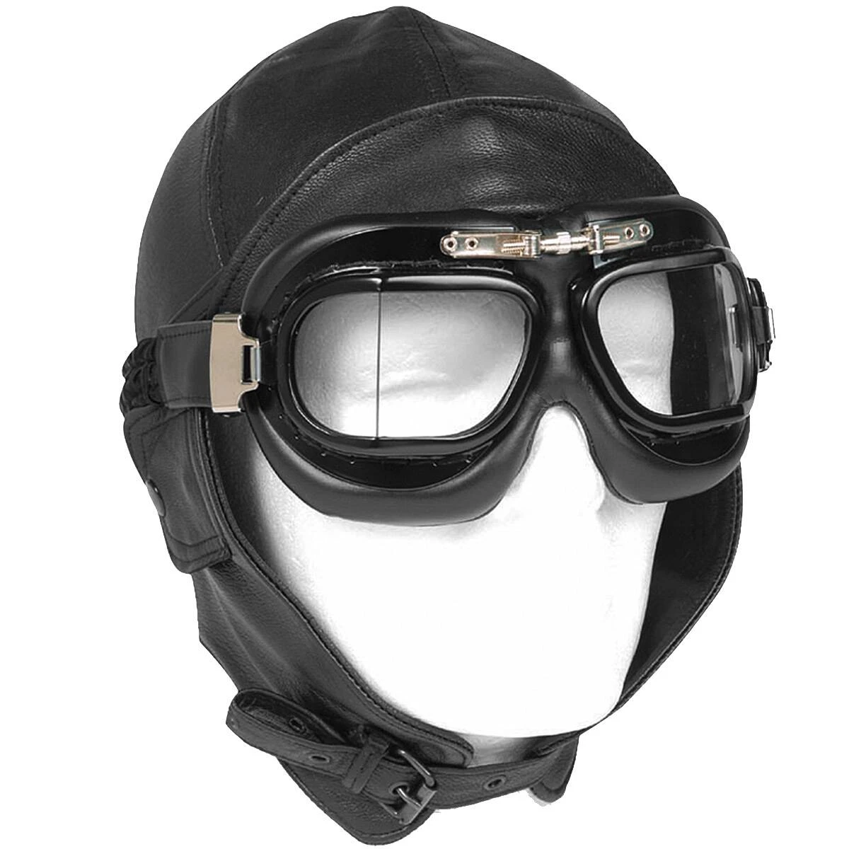 Mil-Tec Flieger Lederhaube Schwarz 3 Mil-Tec Flieger Lederhaube Schwarz