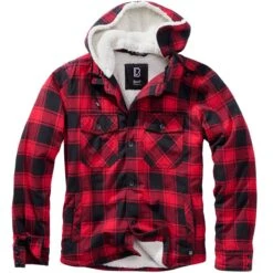 Brandit Hooded Lumberjacket Rot-schwarz