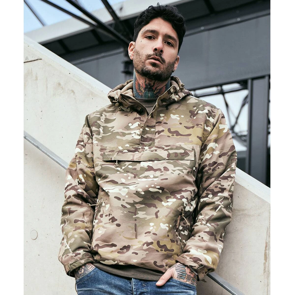 Brandit Hooded Windbreaker Tactical Camo 4 Brandit Hooded Windbreaker Tactical Camo – Bild 2