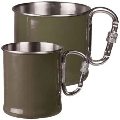 Mil-Tec Karabinerbecher Edelstahl Oliv Versch. Größen