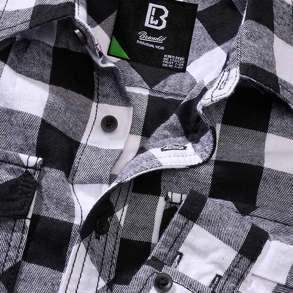 Brandit Kinder Checkshirt Weiß-schwarz 4 Brandit Kinder Checkshirt Weiß-schwarz – Bild 2