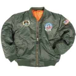 Mil-Tec Kinder Fliegerjacke MA1 Mit Abzeichen Oliv