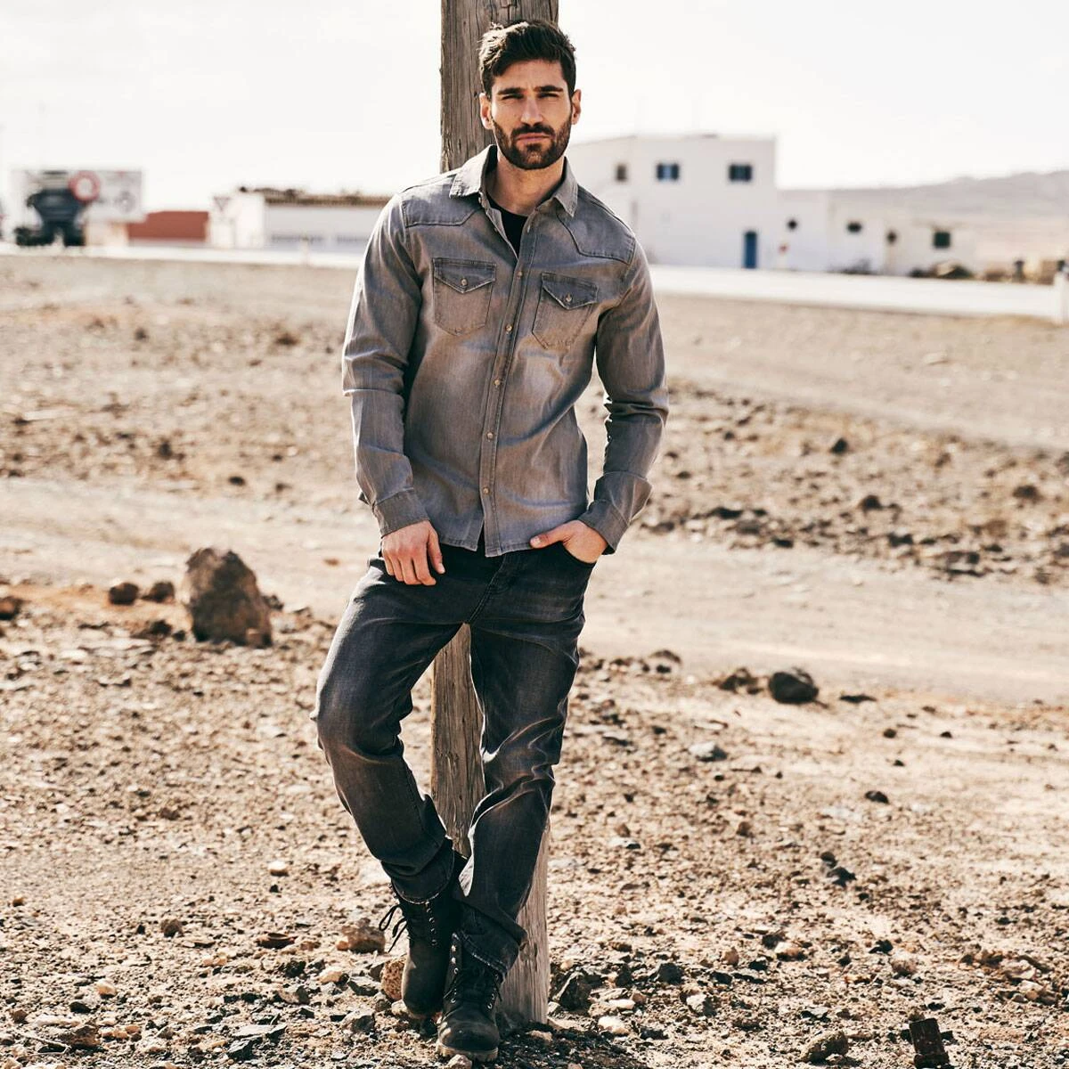 Brandit Riley Denim Hemd Grau 5 Brandit Riley Denim Hemd Grau – Bild 3