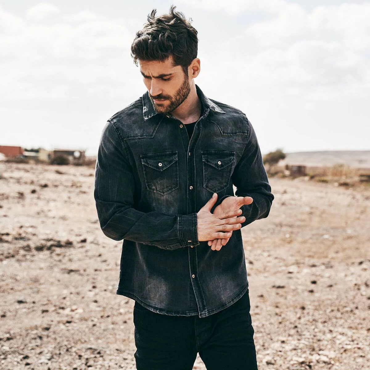 Brandit Riley Denim Hemd Schwarz 4 Brandit Riley Denim Hemd Schwarz – Bild 2