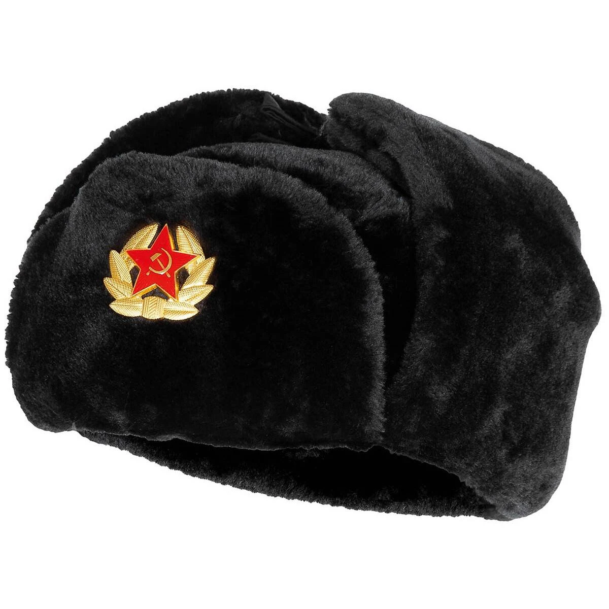 Russische Fellmütze Mit Abzeichen Schwarz 3 Russische Fellmütze Mit Abzeichen Schwarz