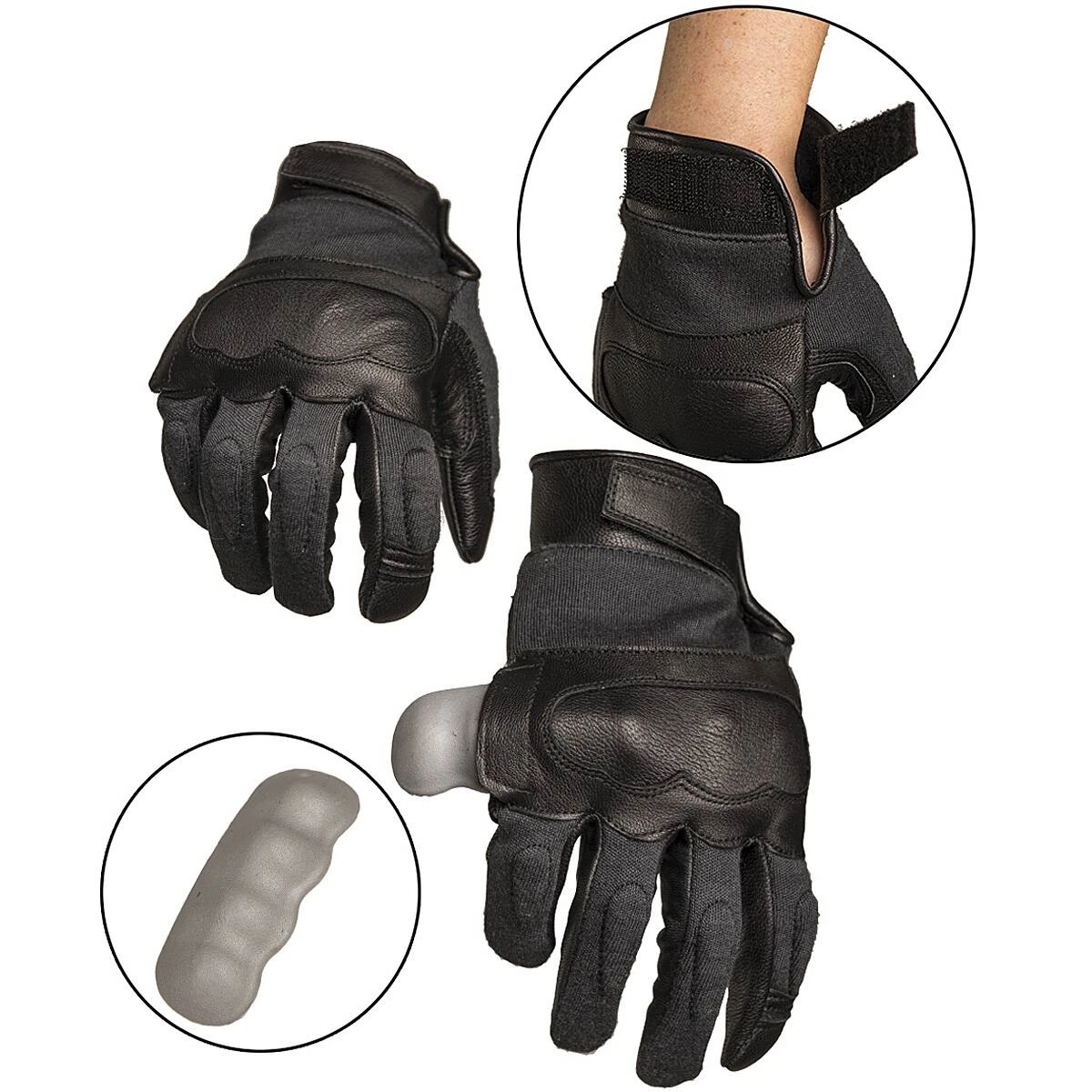 Mil-Tec Taktische Handschuhe Leder/Aramid Schwarz 3 Mil-Tec Taktische Handschuhe Leder/Aramid Schwarz