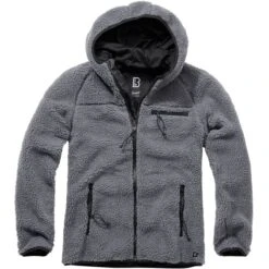 Brandit Teddyfleece Worker Jacke Mit Kapuze Anthrazit