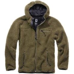 Brandit Teddyfleece Worker Jacke Mit Kapuze Oliv