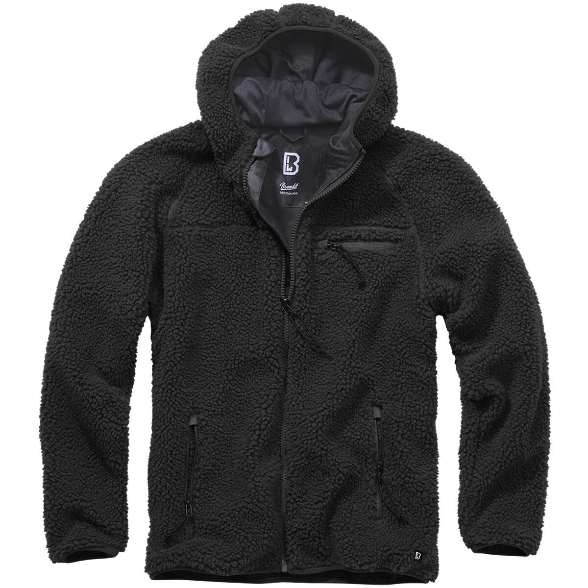 Brandit Teddyfleece Worker Jacke Mit Kapuze Schwarz 3 Brandit Teddyfleece Worker Jacke Mit Kapuze Schwarz