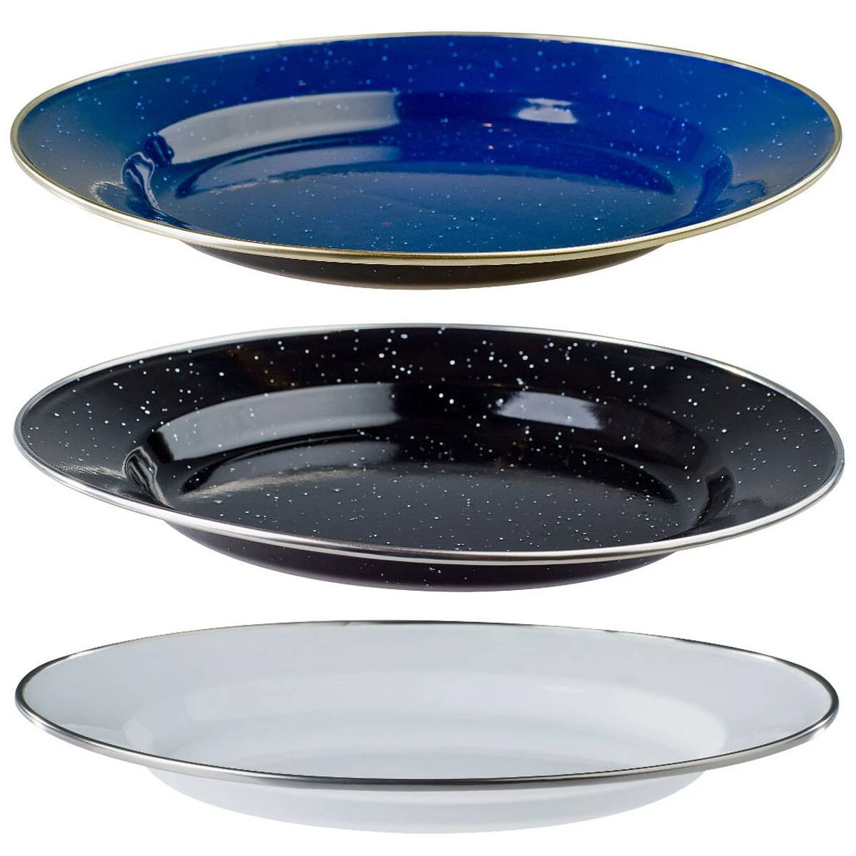 Teller Emaille Versch. Farben 3 Teller Emaille Versch. Farben