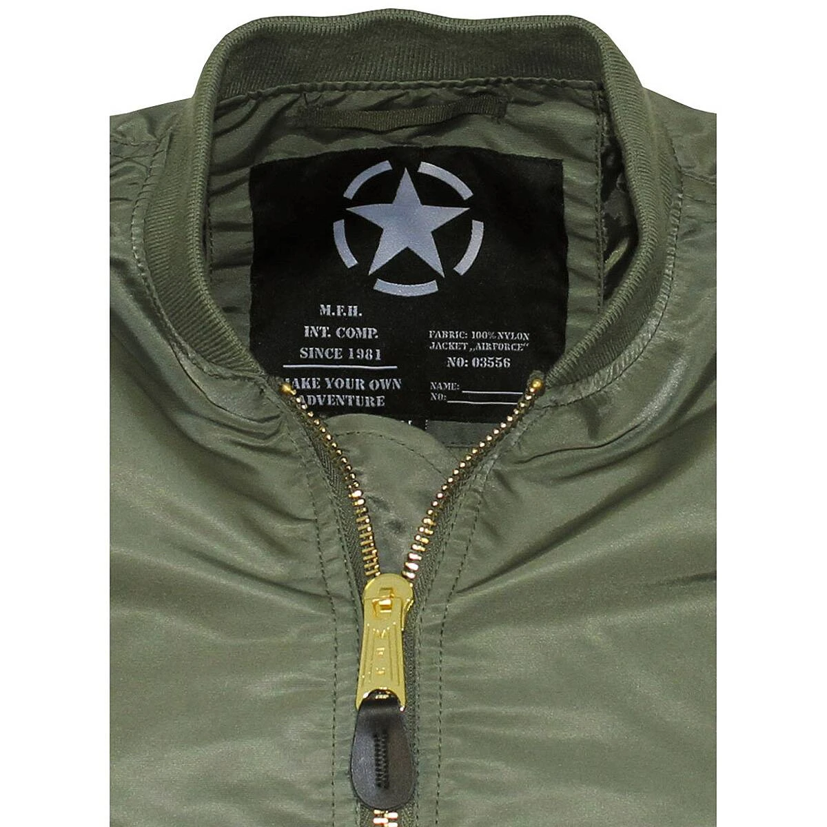 US Airforce Jacke MA1 Oliv 5 US Airforce Jacke MA1 Oliv – Bild 3