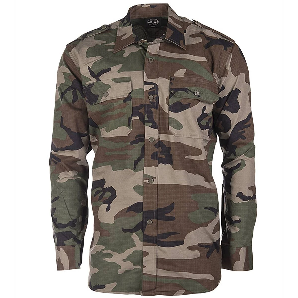 Mil-Tec US Feldhemd Ripstop Langarm Woodland 3 Mil-Tec US Feldhemd Ripstop Langarm Woodland