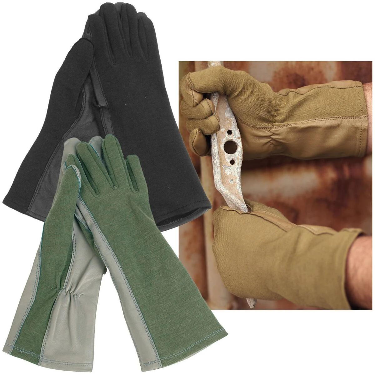 Mil-Tec US Pilotenhandschuhe Nomex Oliv 4 Mil-Tec US Pilotenhandschuhe Nomex Oliv – Bild 2